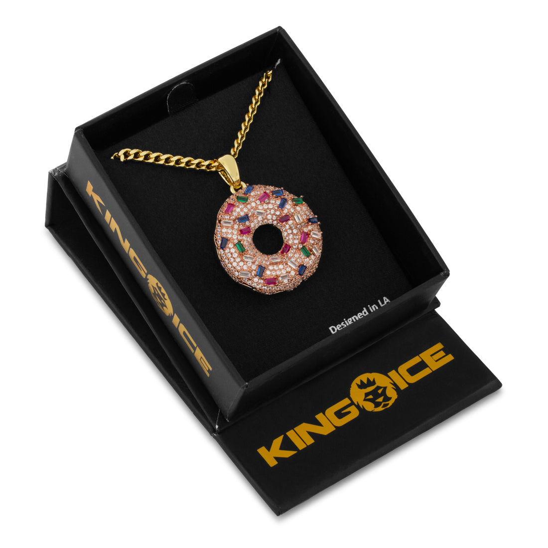 Pink Donut Necklace  in  by King Ice