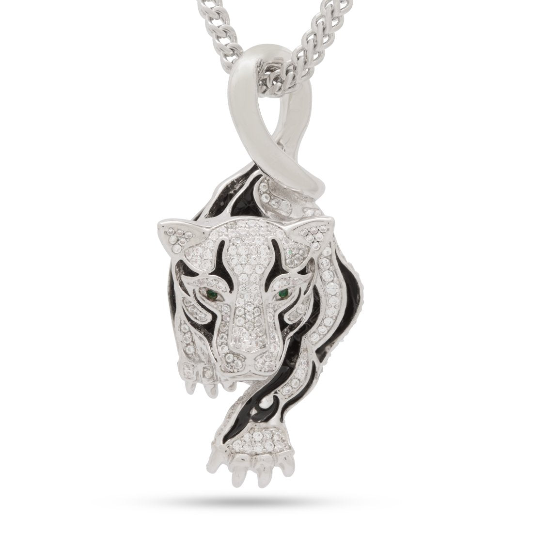 Prowl Panther Necklace  in  White Gold / 2" by King Ice