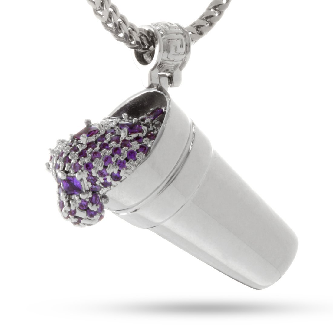 Purple Drank Necklace  in  White Gold / 1.4" by King Ice