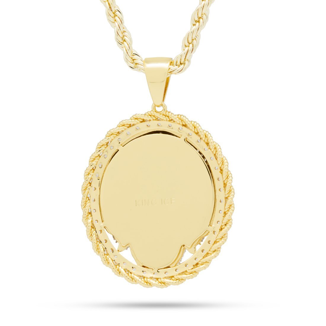 Roaring Lion Medallion Necklace  in  14K Gold / 2.1" by King Ice