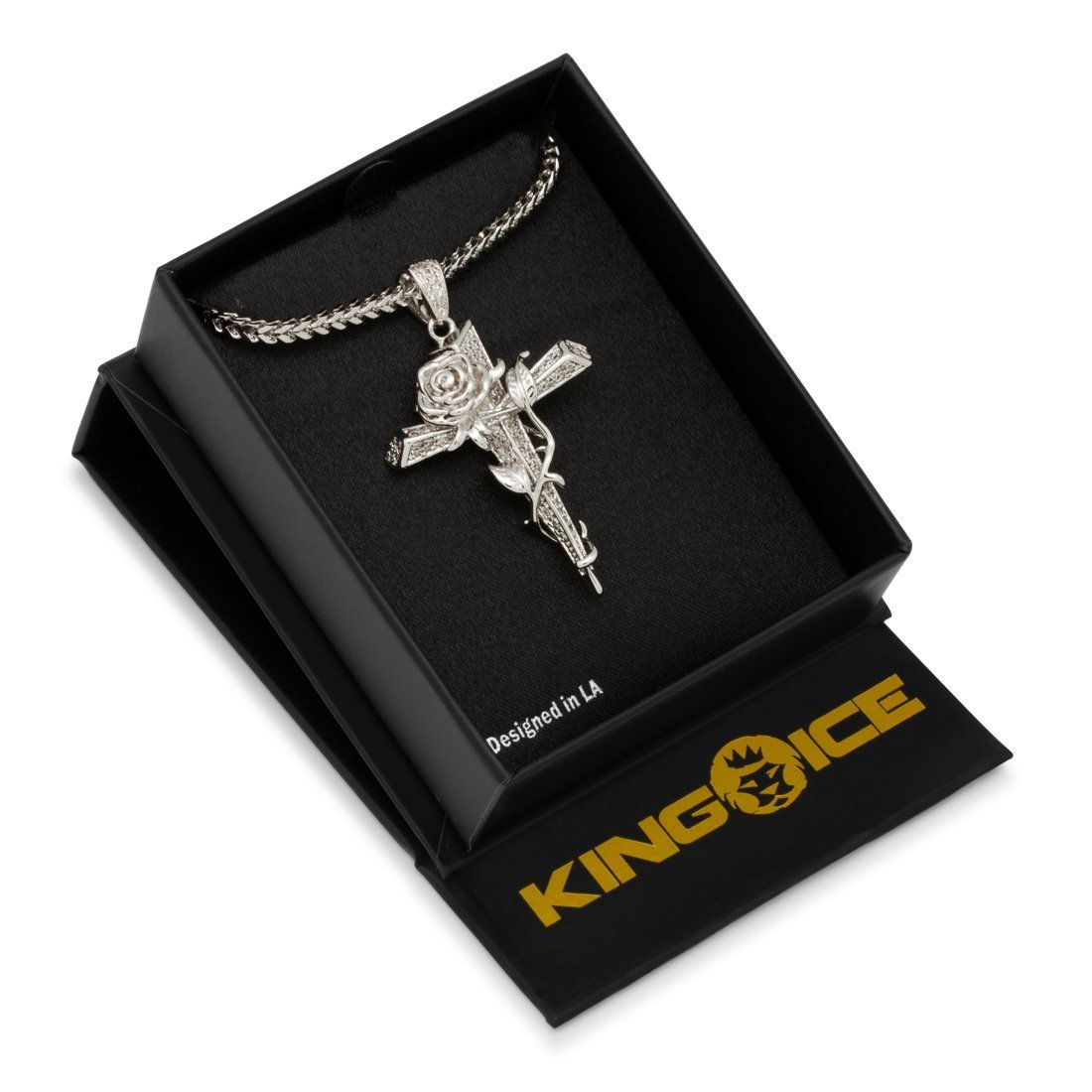 Rose Thorned Cross Necklace  in  by King Ice