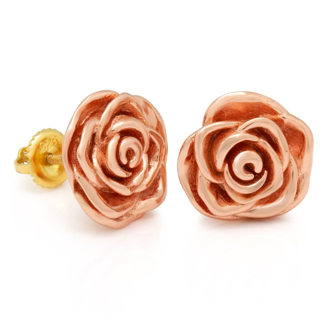 Roses are Red Stud Earrings  in  Sterling Silver / Rose Gold / 12mm by King Ice