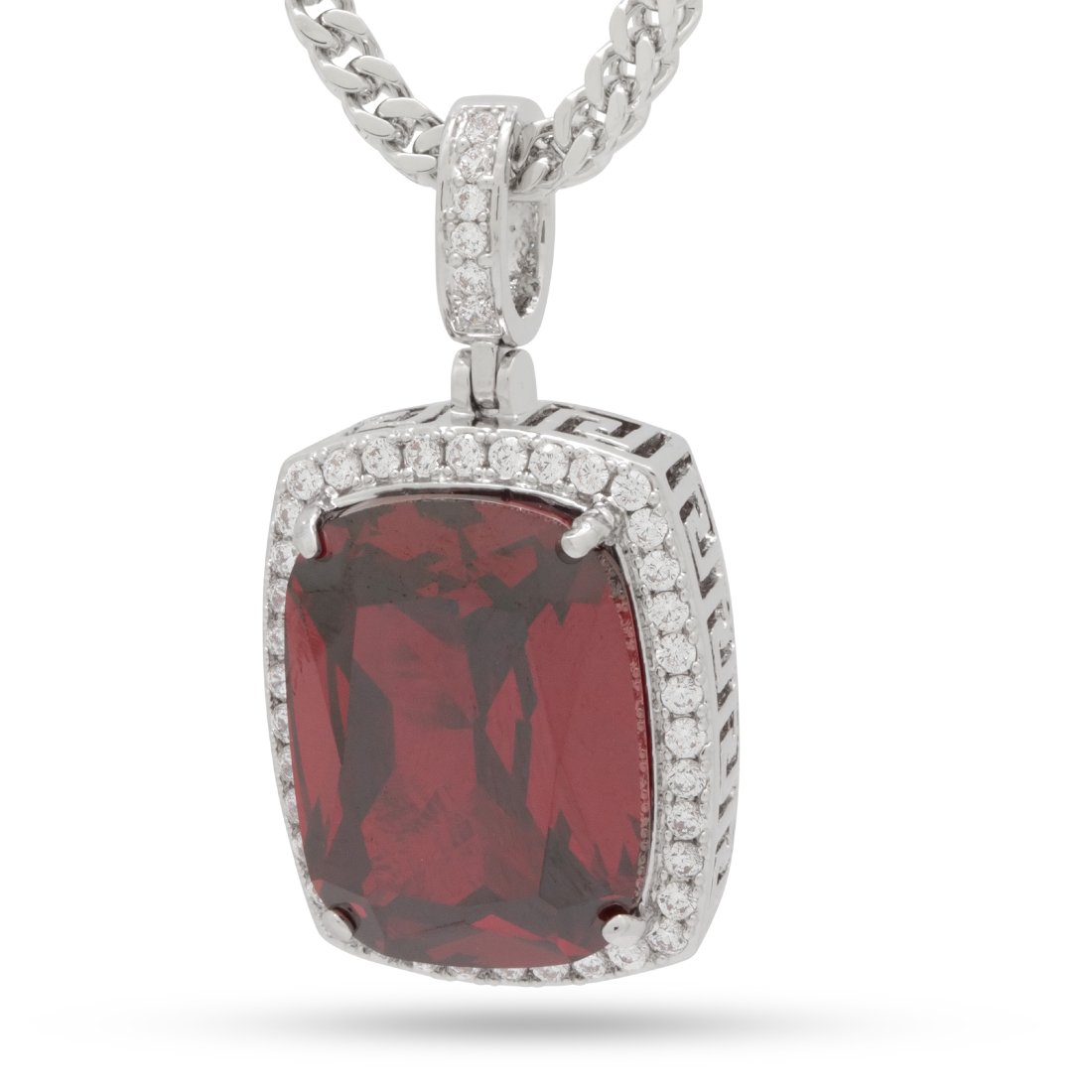 Ruby Crown Julz Necklace  in  White Gold / 1.5" by King Ice