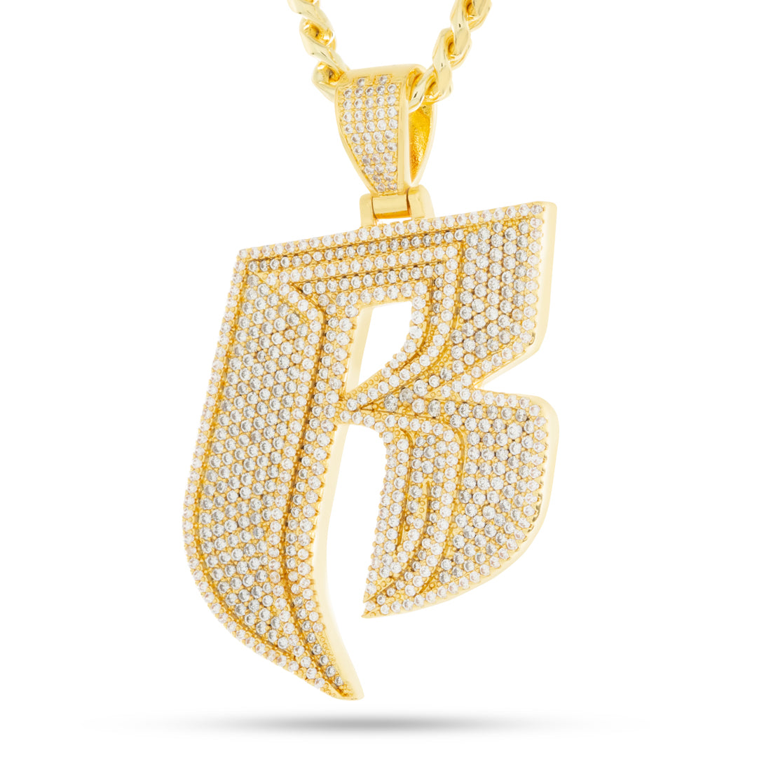 Ruff Ryders Logo Necklace  in  Gold Plated / 14K Gold / 2.3" by King Ice