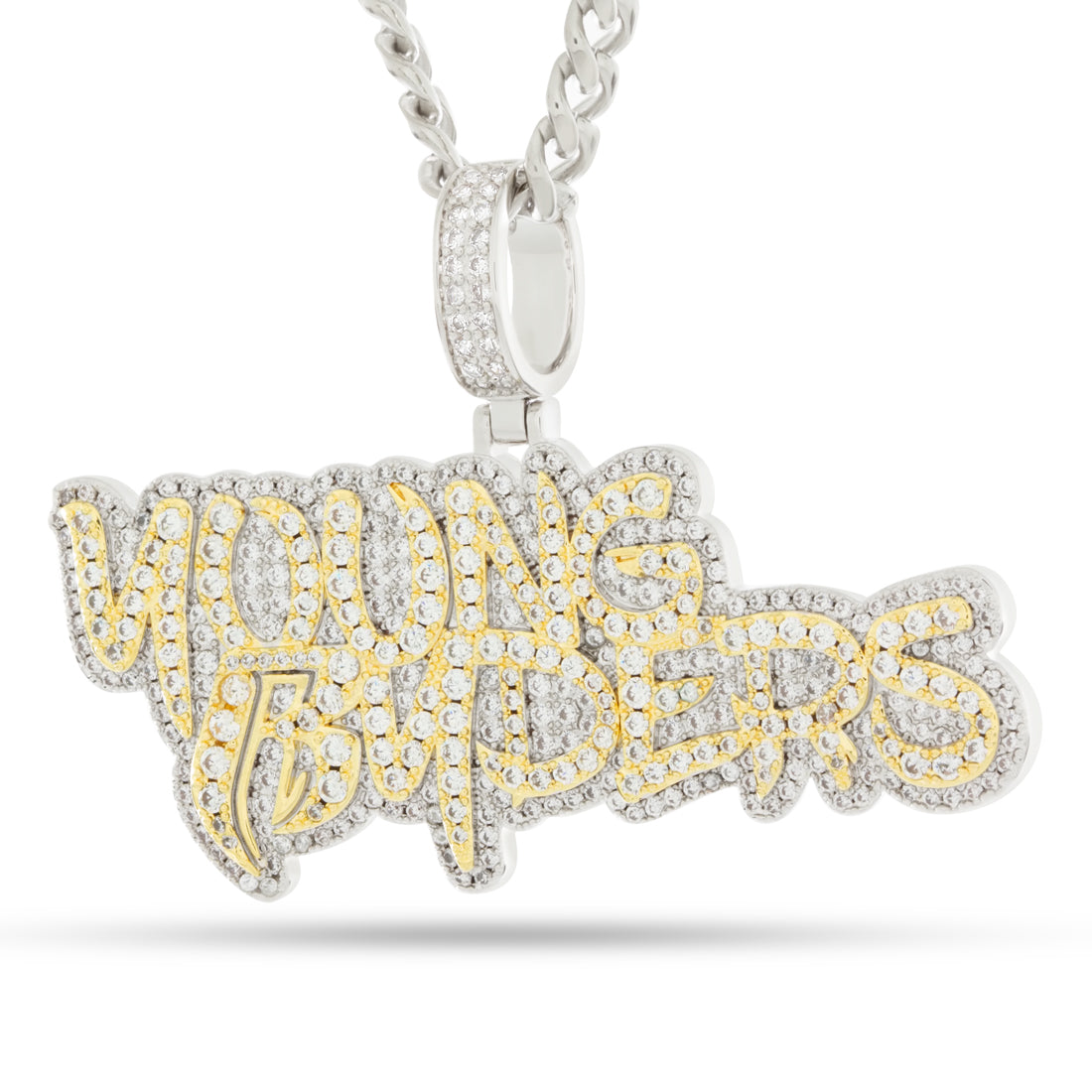 Ruff Ryders x King Ice - Young Ryders Necklace  in  Gold Plated / White Gold / 1.7" by King Ice