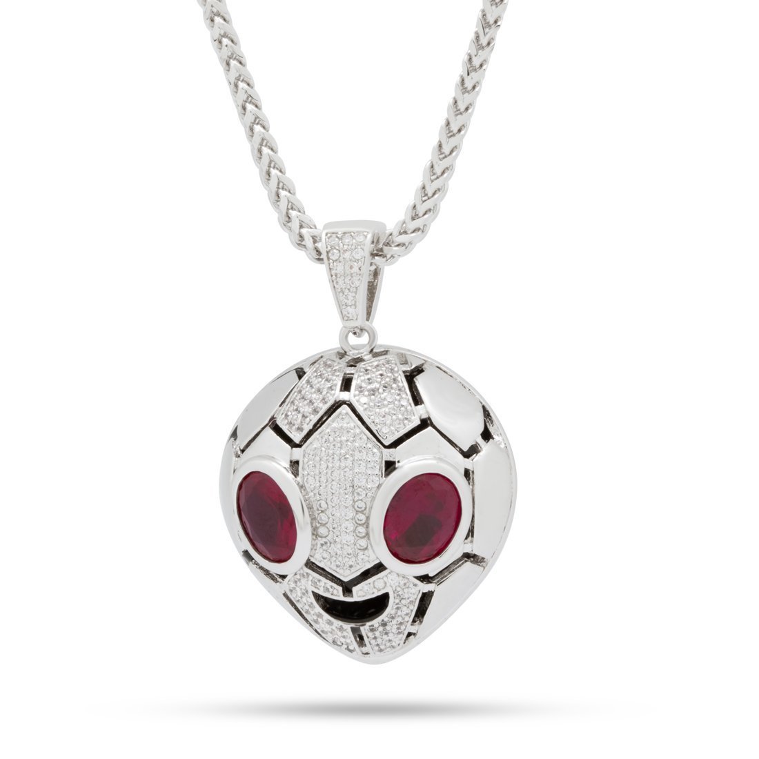 Serpent Alien Emoji Necklace  in  White Gold / 1.8" by King Ice