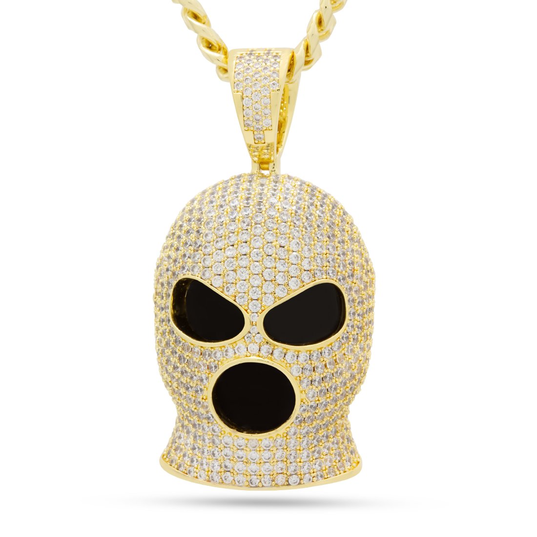 Ski Mask Goon Necklace  in  14K Gold / 1.1" by King Ice