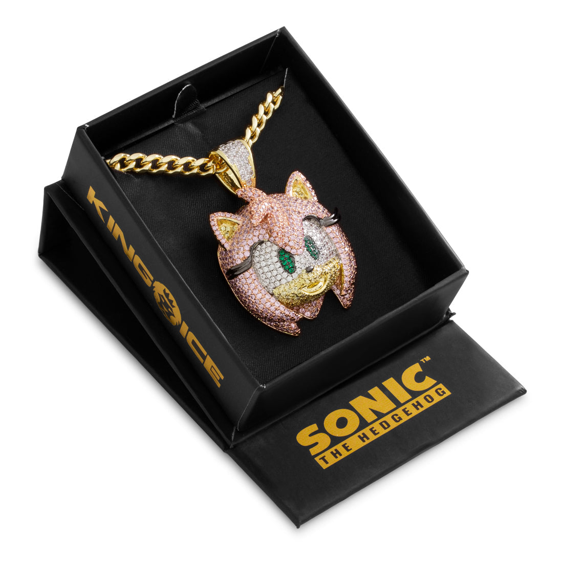 Sonic the Hedgehog x King Ice - Amy Necklace  in  Gold Plated / 14K Gold / 2" by King Ice