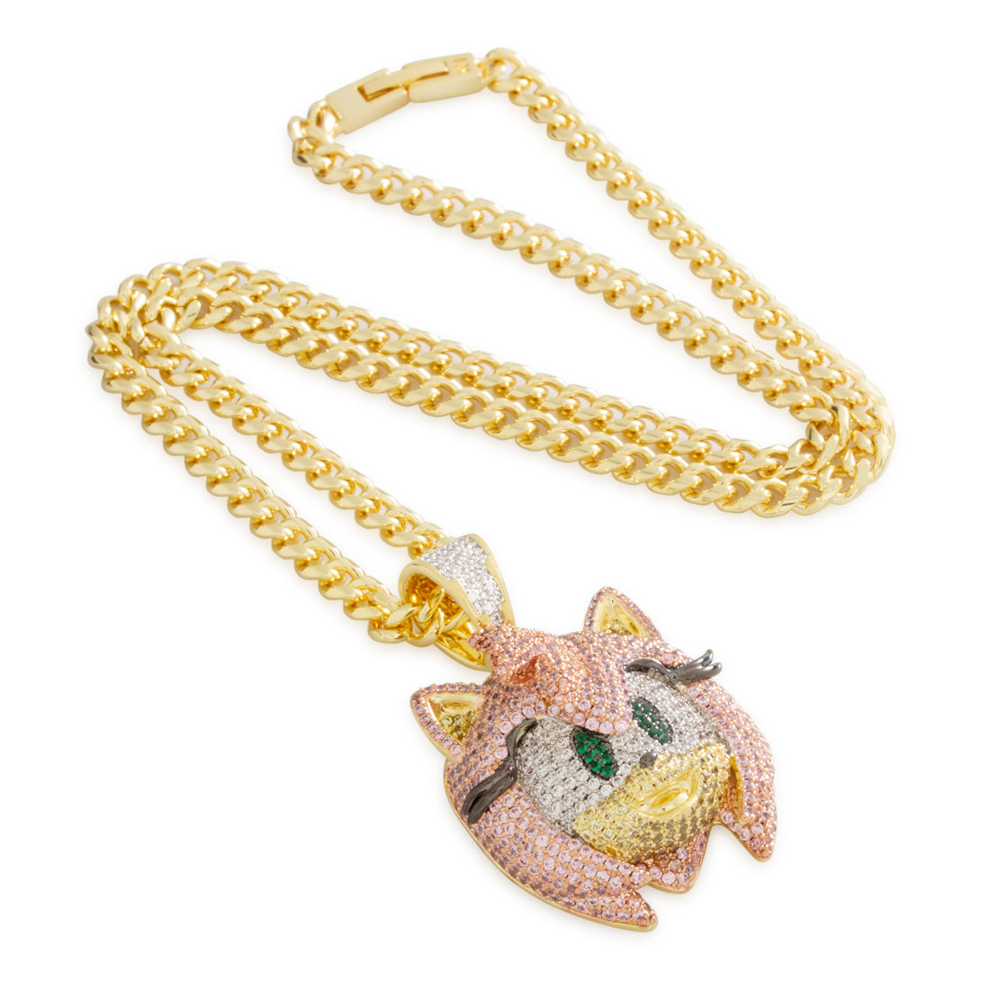 Sonic the Hedgehog x King Ice - Amy Necklace  in  Gold Plated / 14K Gold / 2" by King Ice