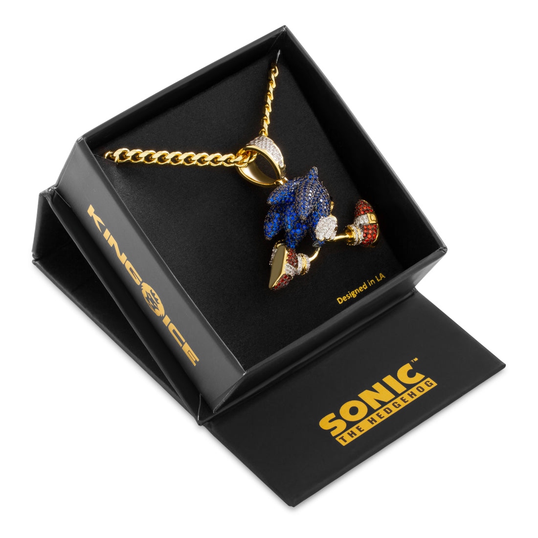 Sonic the Hedgehog x King Ice - Fast Sonic Necklace  in  14K Gold / 1.9" by King Ice