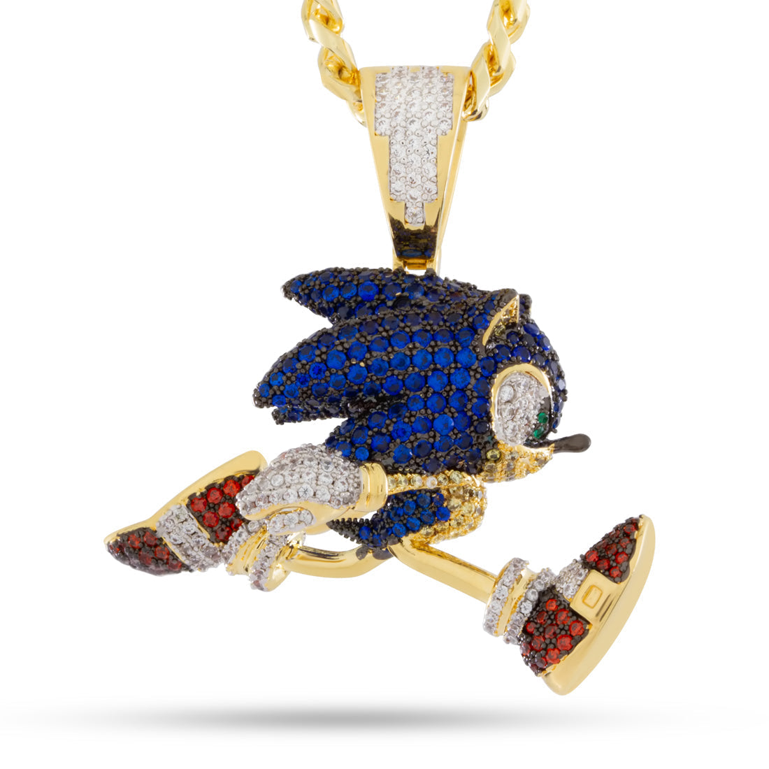 Sonic the Hedgehog x King Ice - Fast Sonic Necklace  in  14K Gold / 1.9" by King Ice