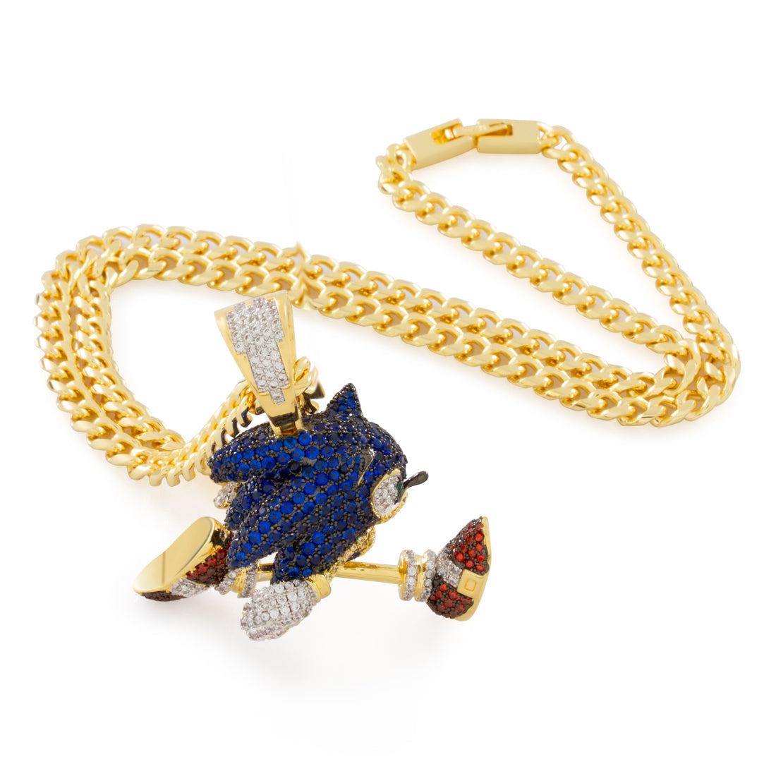 Sonic the Hedgehog x King Ice - Fast Sonic Necklace  in  14K Gold / 1.9" by King Ice