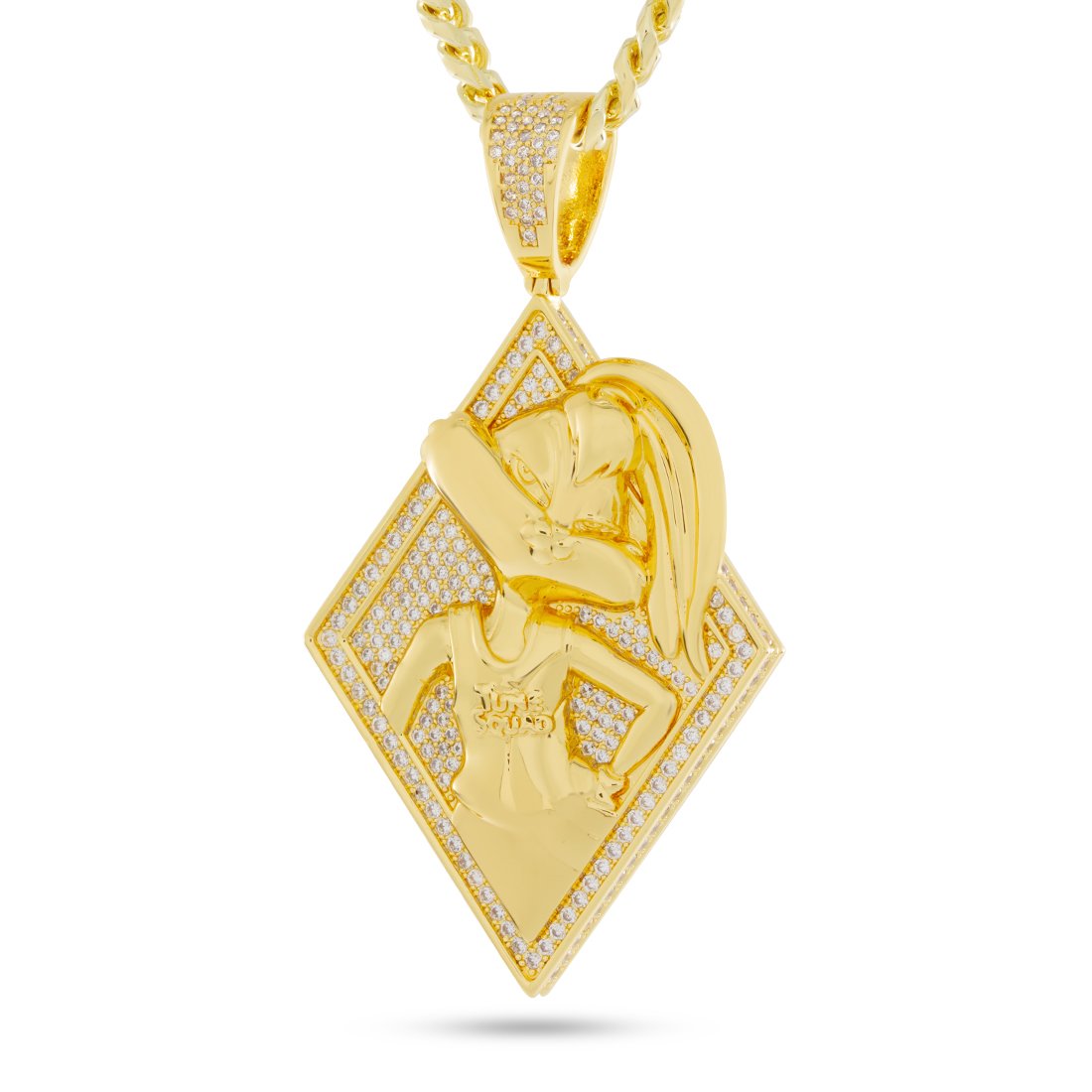 Space Jam x King Ice - Lola Bunny Necklace  in  14K Gold / 2.7" by King Ice