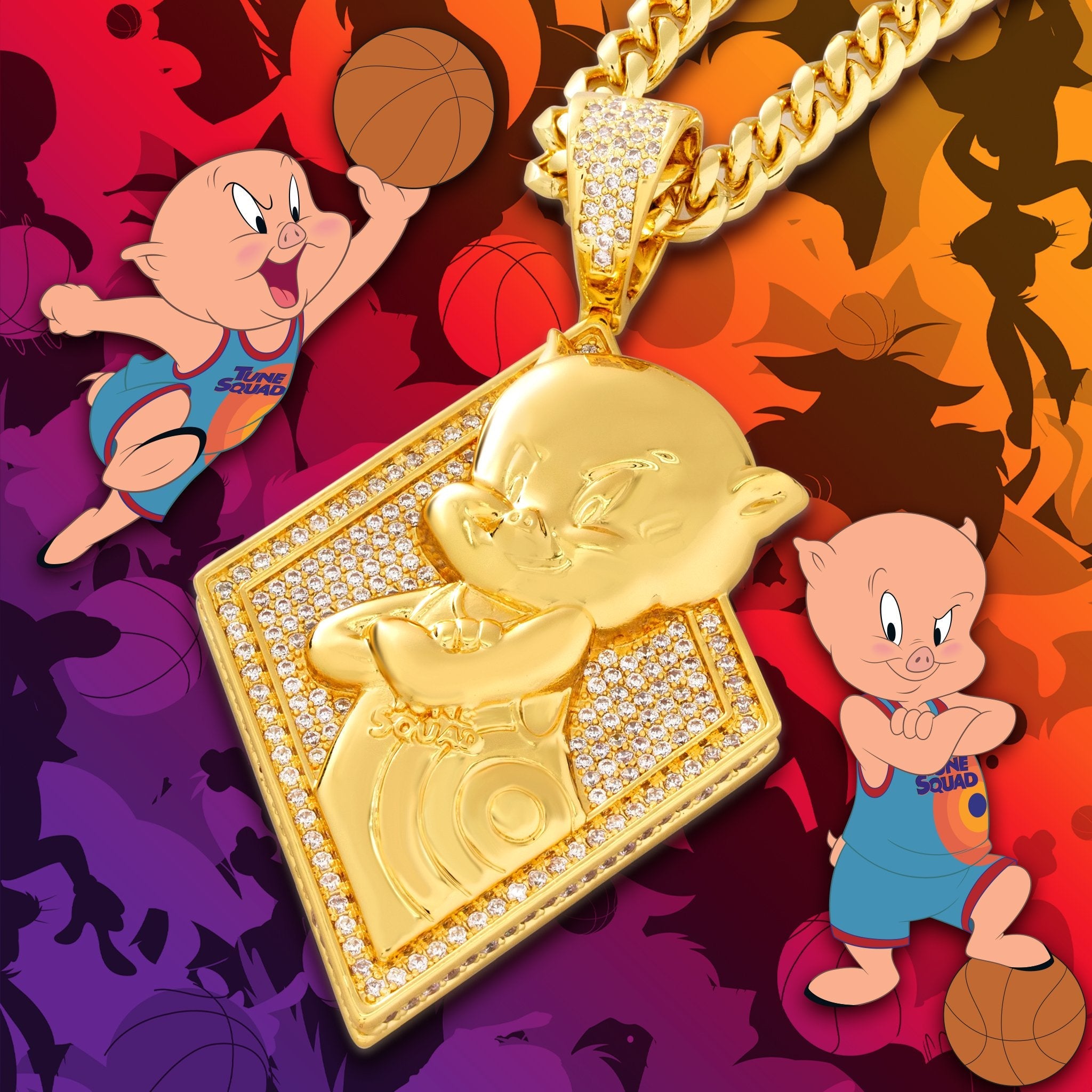 Space Jam x King Ice - Porky Pig Necklace  in  by King Ice