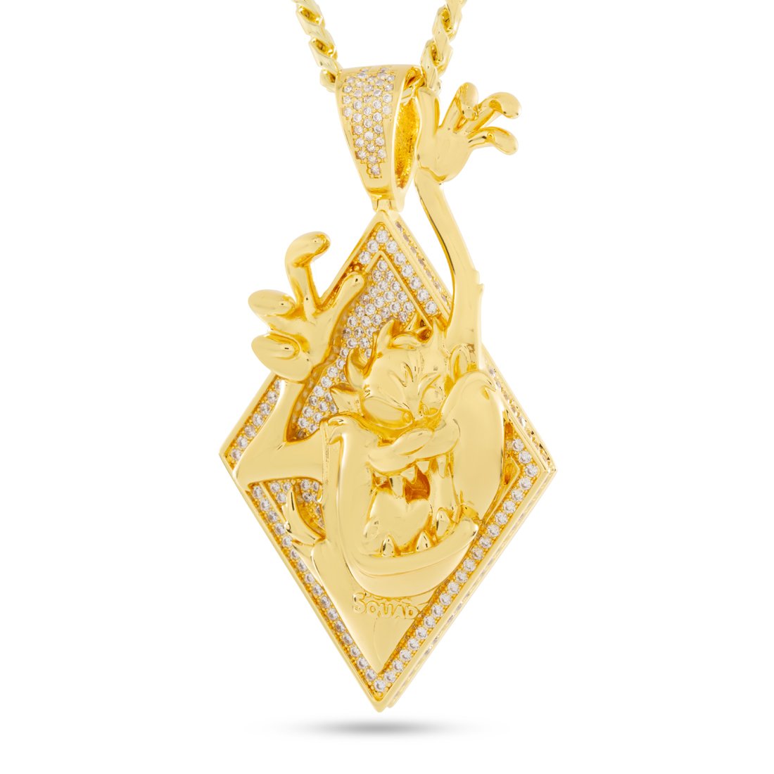 Space Jam x King Ice - Tasmanian Devil Necklace  in  14K Gold / 2.7" by King Ice