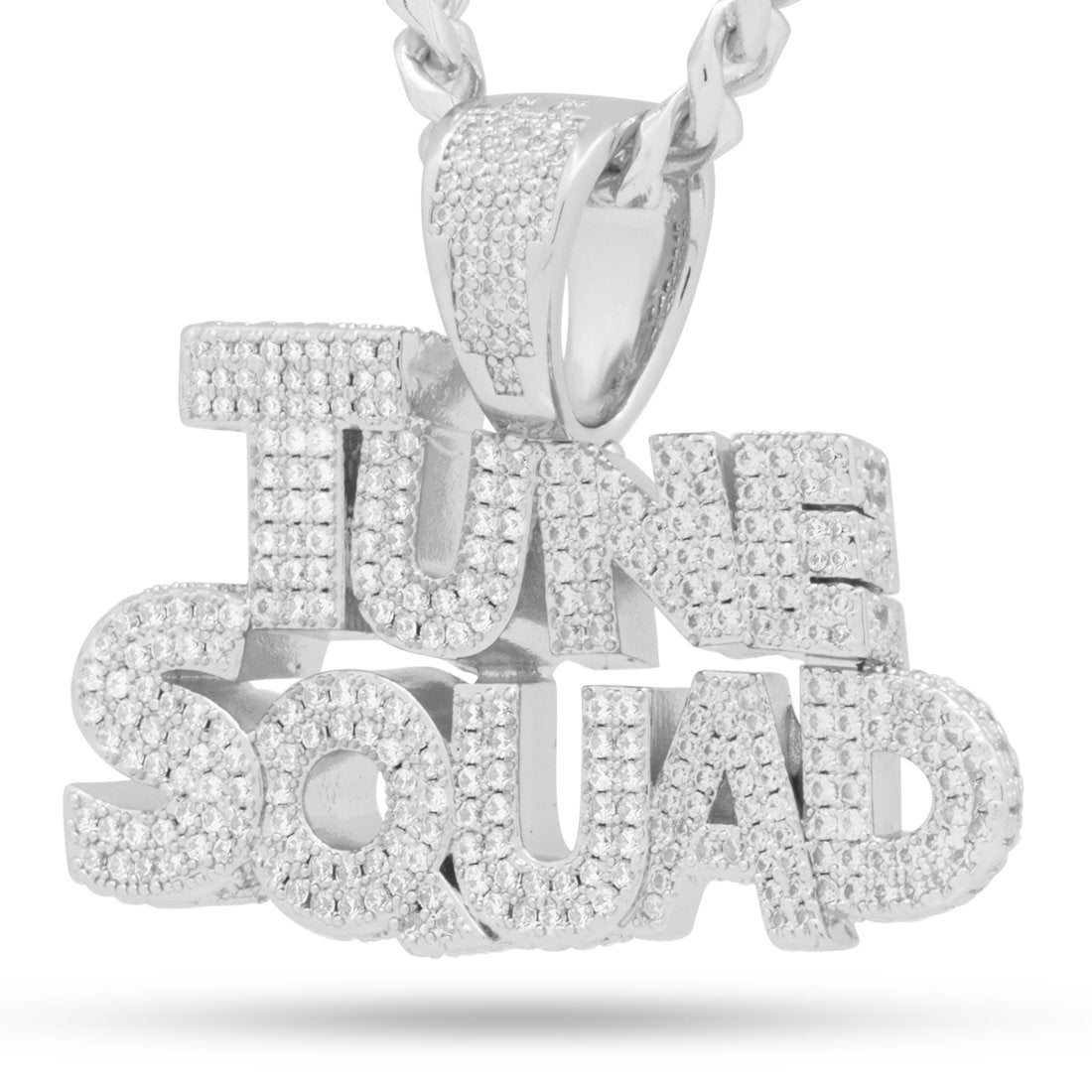 Space Jam x King Ice - Tune Squad Necklace  in  White Gold / 1.4" by King Ice