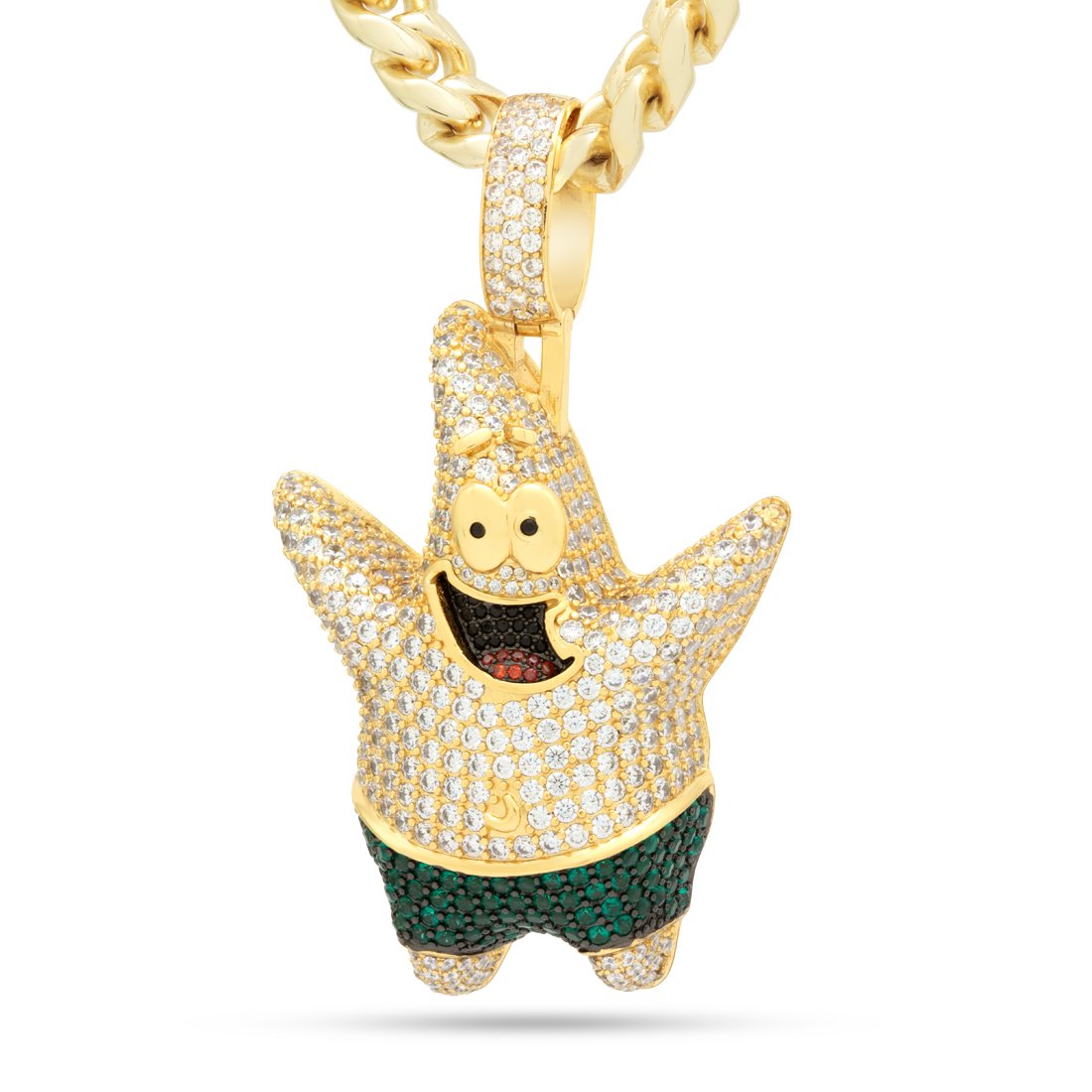 SpongeBob x King Ice - Iced Patrick Star Necklace  in  14K Gold / 3" by King Ice