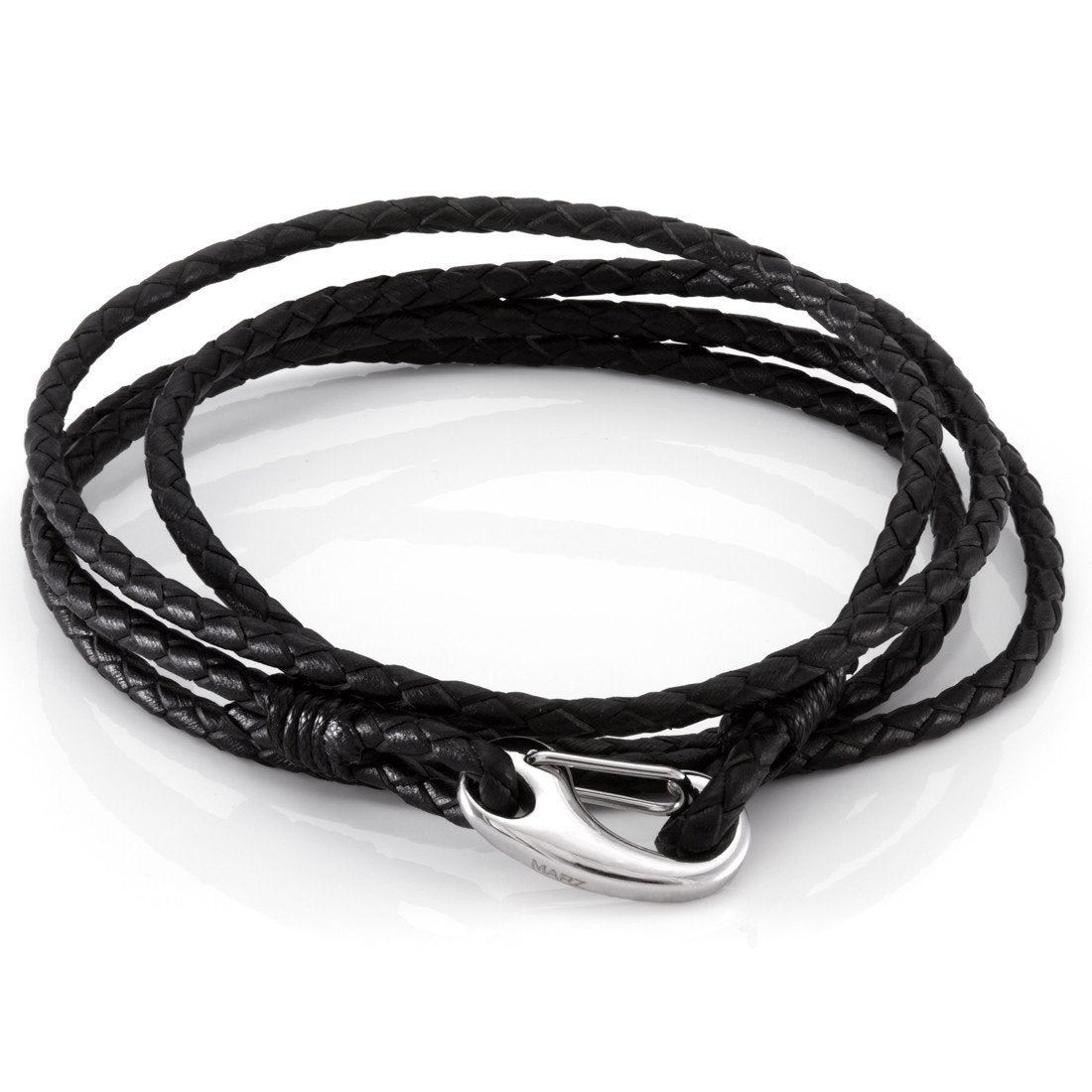 Hide Bracelet by MARZ  in  Leather / White Gold / 8" by King Ice