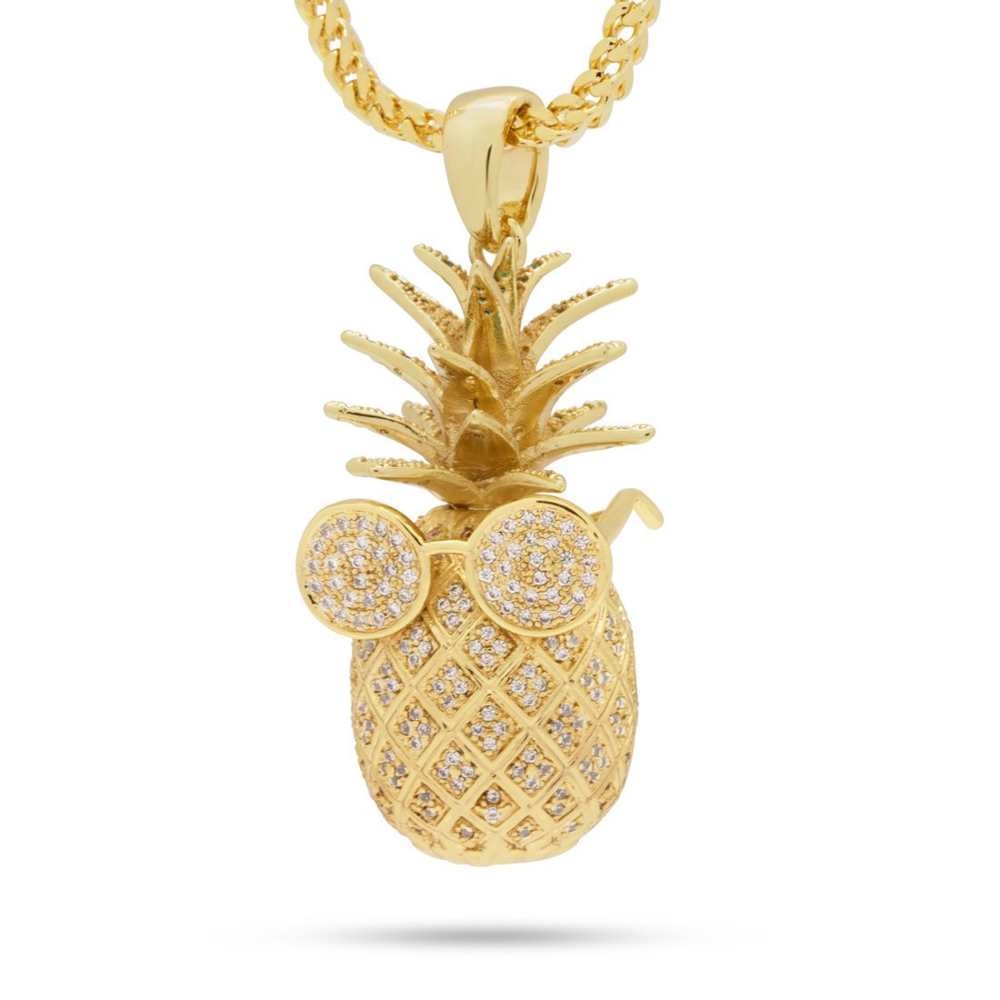 Stunnin' Pineapple Necklace  in  14K Gold / 1.9" by King Ice