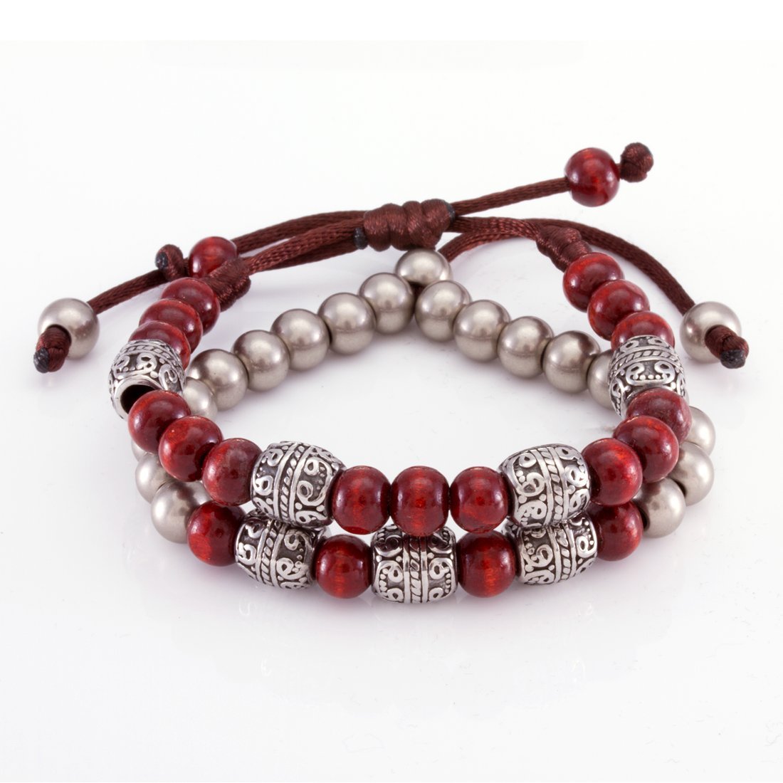 Red Steel Band by MARZ  in  Adjustable / White Gold by King Ice