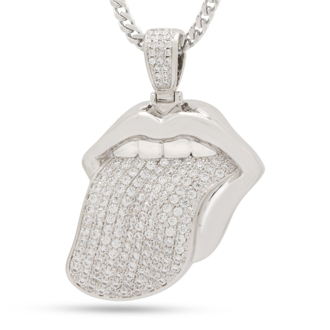 Tongue of Desire Necklace  in  White Gold / 1.5" by King Ice