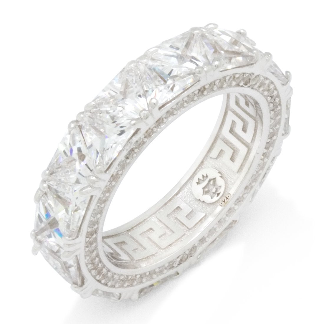 Trillion-Cut Ring  in  Sterling Silver / White Gold / 7 by King Ice