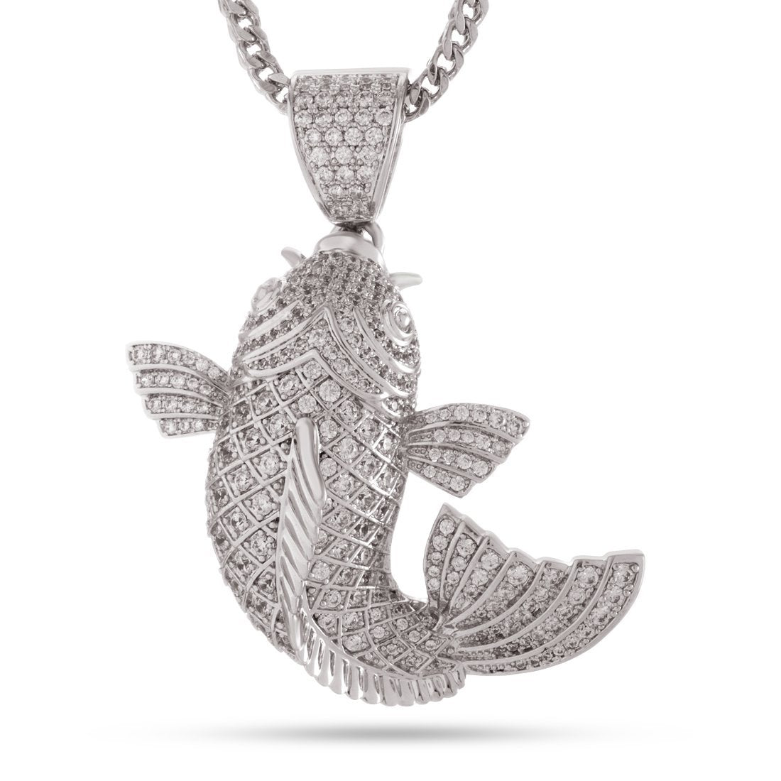 Utsurimono Koi Fish Necklace  in  White Gold / 2.1" by King Ice