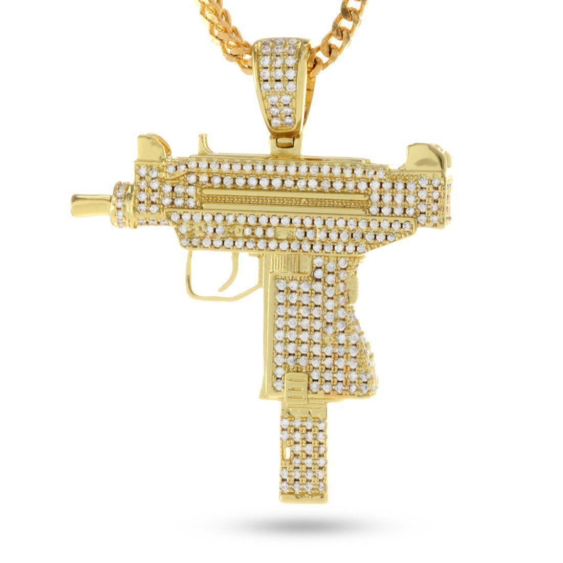 Uzi Necklace  in  14K Gold / 2" by King Ice