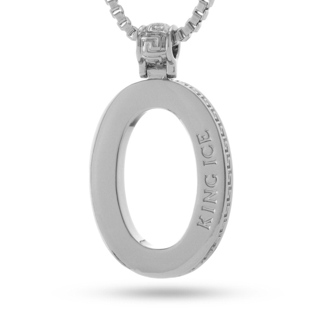 White Gold Letter "O" Necklace  in  White Gold / 1.6" by King Ice