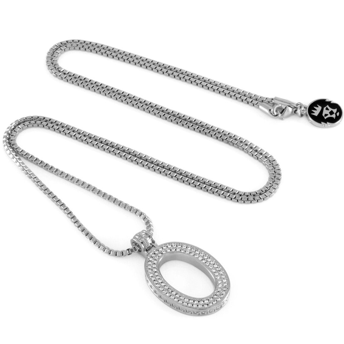 White Gold Letter "O" Necklace  in  White Gold / 1.6" by King Ice