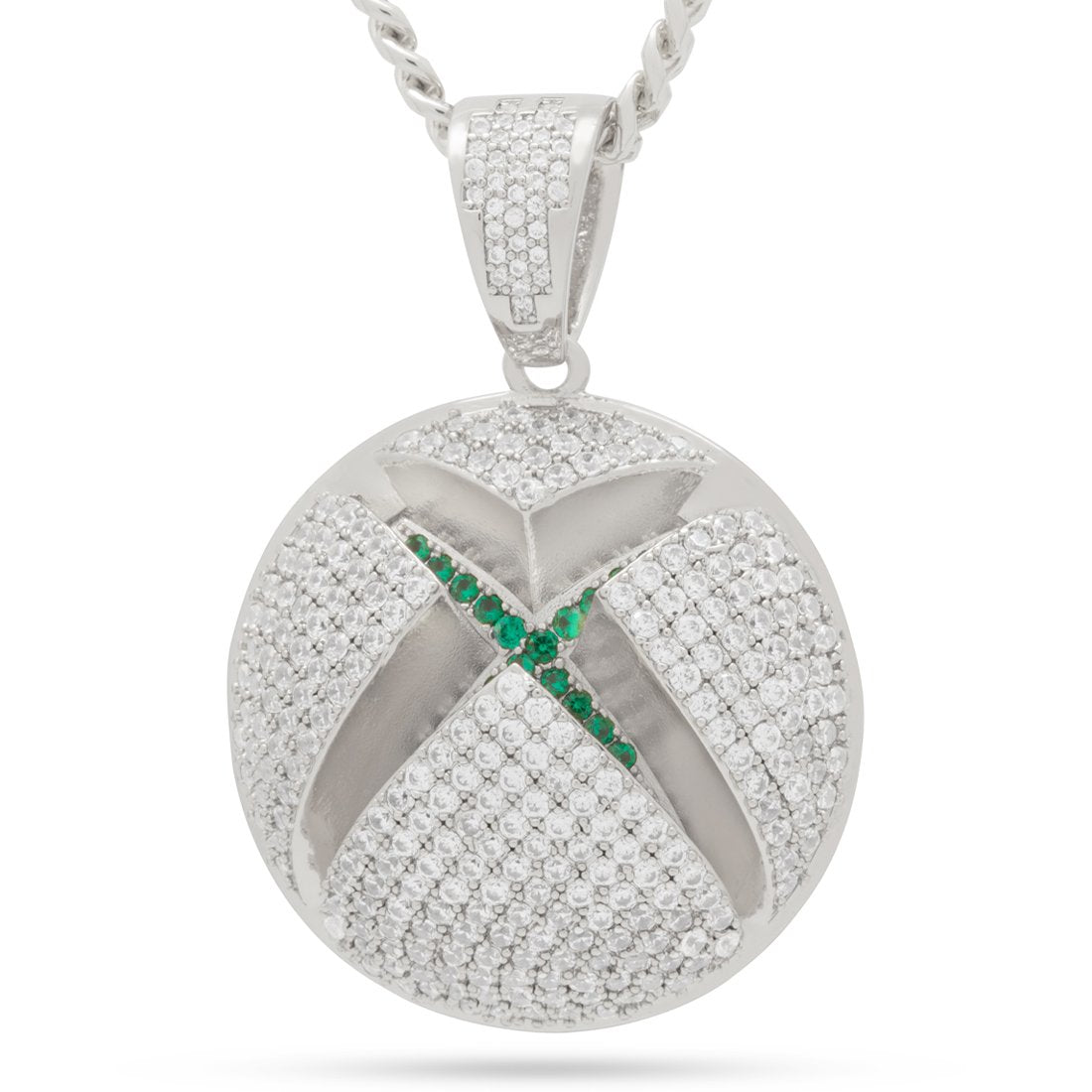 Xbox x King Ice - Sphere Logo Necklace  in  White Gold / 1.8" by King Ice