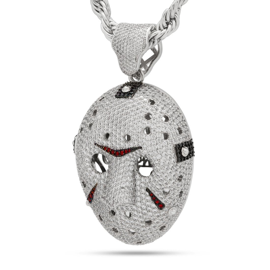 XL Hockey Mask Necklace  in  White Gold / 3.7" by King Ice