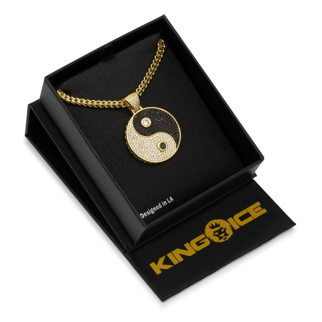 Yin Yang Medallion Necklace  in  14K Gold / 1.3" by King Ice